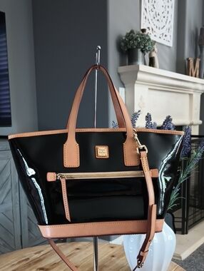 Dooney & Bourke Black Patent Leather Tote & Dust Bag